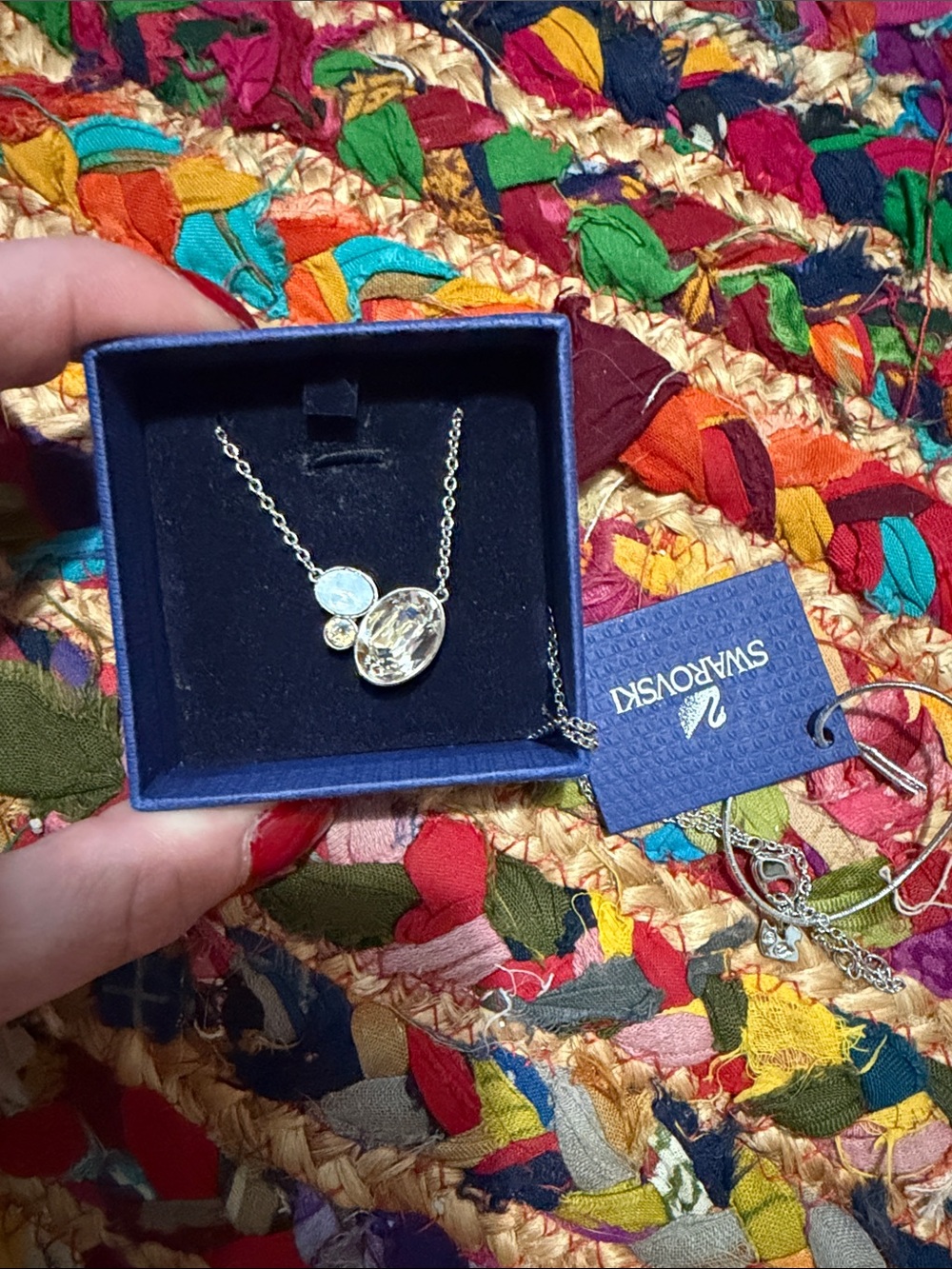 Swarovski Crystal Pendant Necklace in Clear and Opal Tones